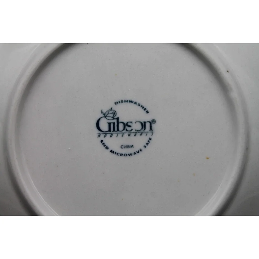 Gibson Housewares White Embossed Fruit Salad Plates Set of 3 Ceramic 7.75
